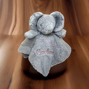 Starting Out Lovey Elephant Plush Baby Personalized Caroline Gray Pink Soft OOAK